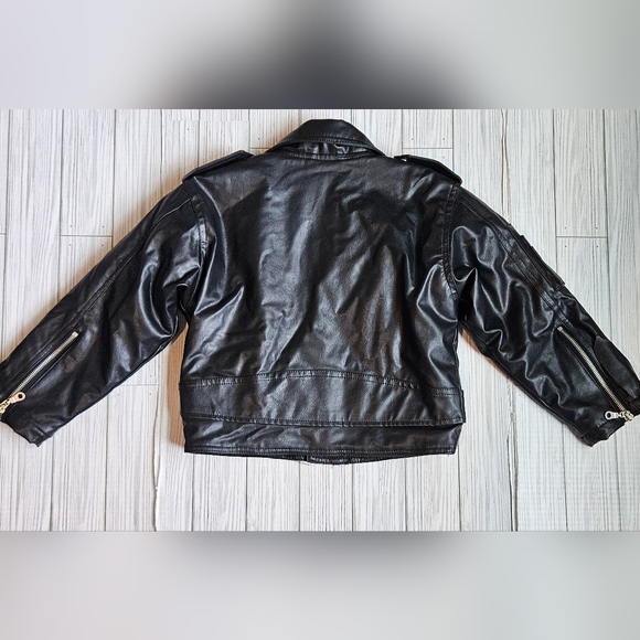 Children's Black Leather Biker Jacket Size 5T - Picture 13 of 16